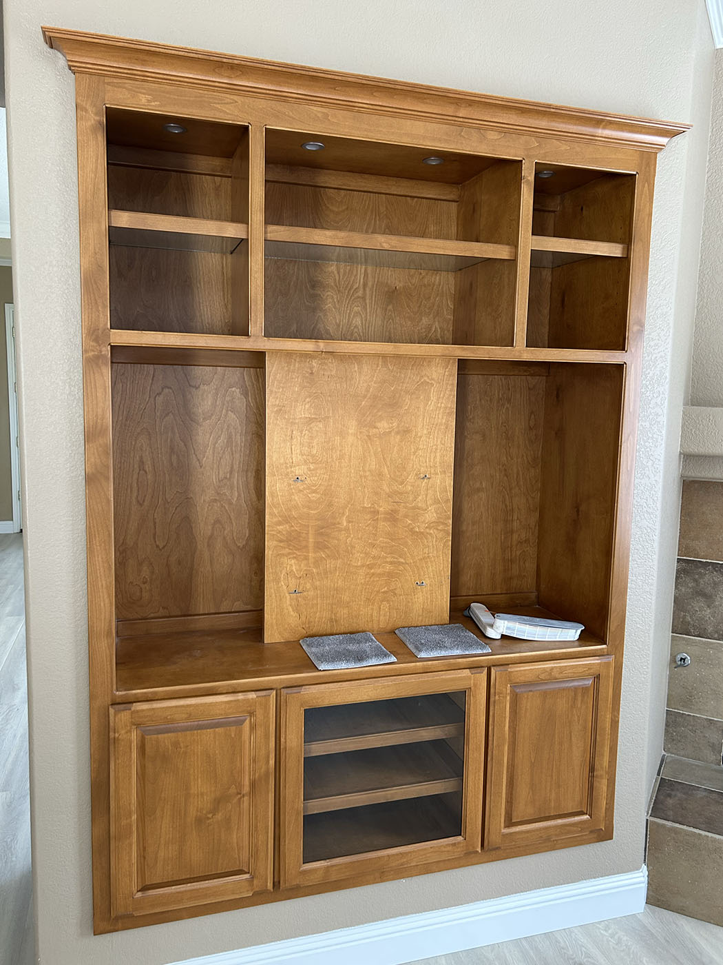 Entertainment center before painting